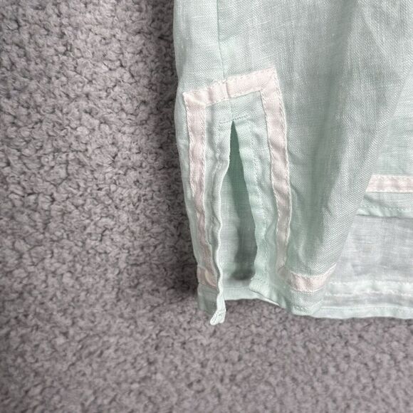 Talbots Top Shirt Linen Womens Mint Green Size XL Long Sleeve Classic Summer - Picture 5 of 11